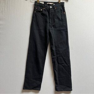 Levi’s ribcage straight ankle black button fly denim jeans Sz 24